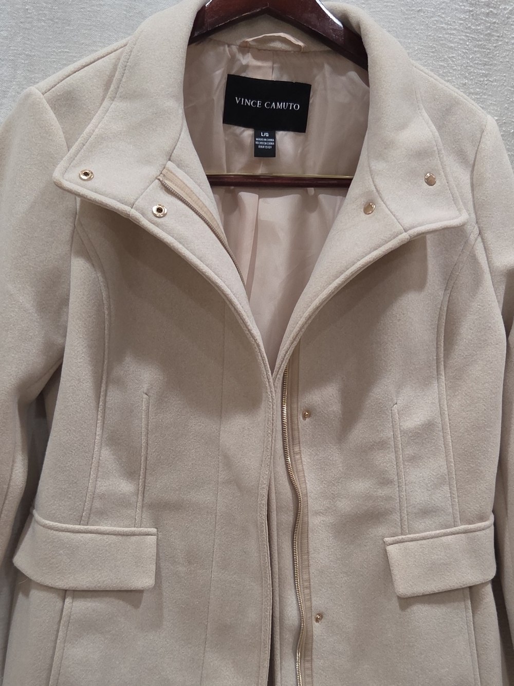 Vince Camuto Cream  Peacoat with Gold Hardware